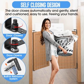 MeBantoo Heavy-Duty Self Closing Saloon Door Hinges, 304 Stainless Steel Self-Return Dual Swing Cafe Hinges for Bar, Patio Doors (1, Large)
