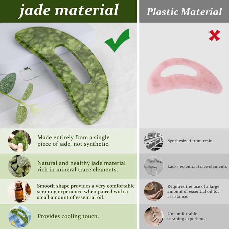 ideayard Large Jade Stone Gua Sha Massage Tool, Scraping Tool