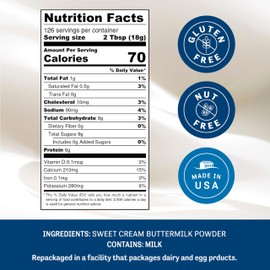 Judee’s Buttermilk Powder 5 lb - 100% Non-GMO, Gluten-Free and Nut-Free - Perfect for Pancakes, Fried Chicken and Cornbread - Made in USA - Use in Baking or Cooking - Make Liquid Buttermilk