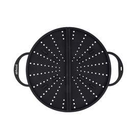 AirHood Silicone Splatter Screen – Foldable Grease Guard for Frying Pans & Induction Cookers – Heat-Resistant, BPA-Free, Dishwasher Safe, 2-in-1 Trivet & Splatter Screen - Black