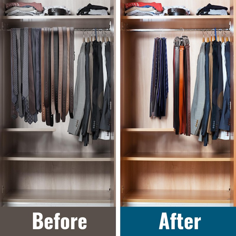 NiHome 2-Pack Double-Layer Rotating Belt Hangers for Closet, 2-Tier Rotatable