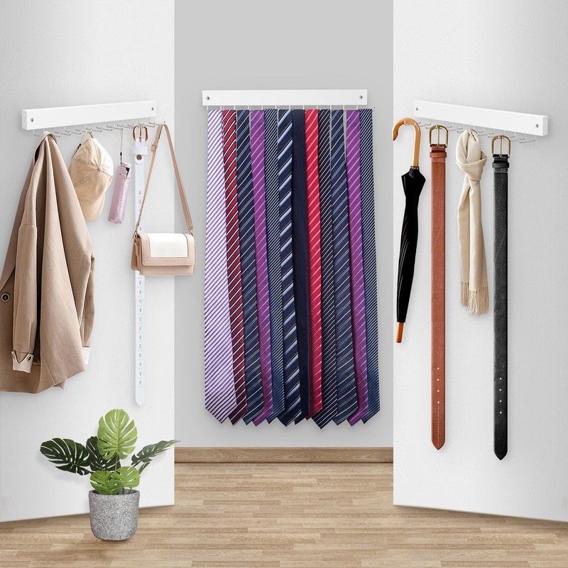 【2 in 1】 2 Pack Tie Organizer Belt Organizer Wall