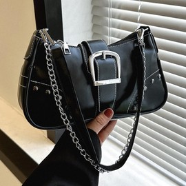 TIAASTAP Women's Small Shoulder Bag, Leather Hobo Bag, Shoulder Bag, Vintage Y2k Shoulder Bag with Zip for Women, Clutch Purse, Cool Things for Teenage Girls