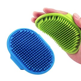 Pet Shampoo Bath Brush Soothing Massage Rubber Comb with Adjustable Ring Handle for Long Short Haired Pets Grooming, 2 PCS