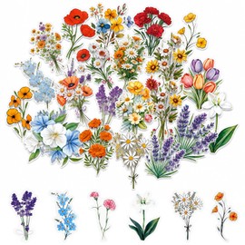 Amlif 120PCS Flower Stickers for Scrapbooking, Floral Scrapbook Stickers