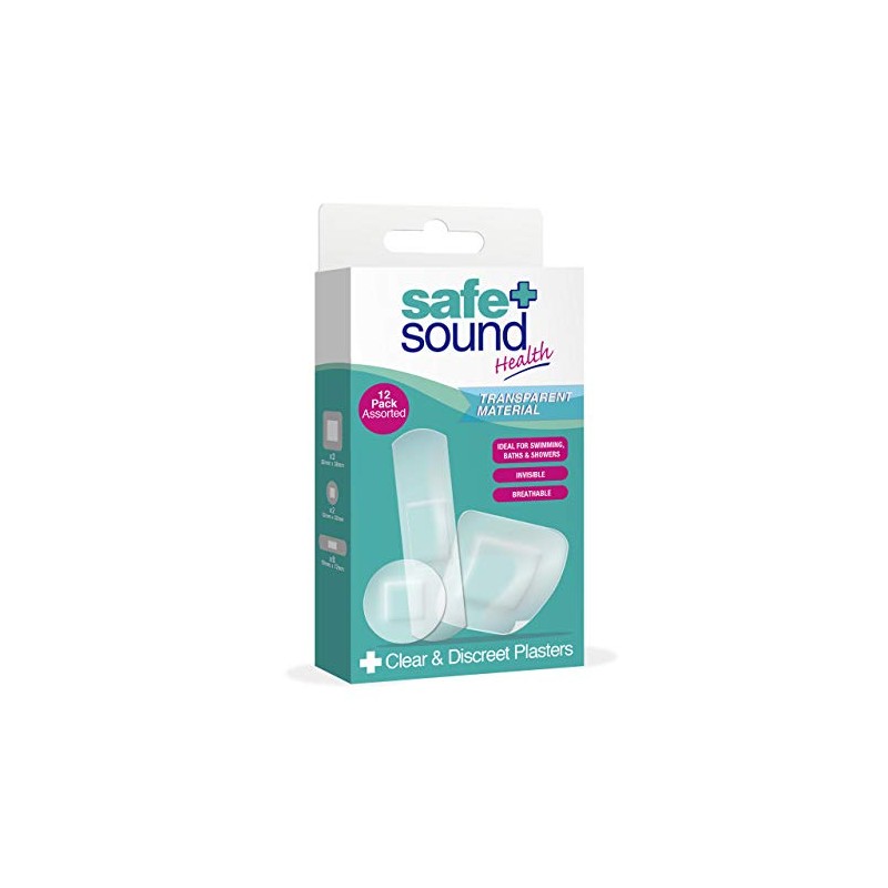 Safe and Sound Sterile Clear Discreet Plaster, Pack of 12