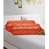 Stylo Culture Ethnic Cylindrical Brocade Bolster Pillow Covers Orange Gold