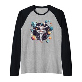 Astronauta Ballerina Danza nello Spazio Pianeti Bambini Donn Maglia con Maniche Raglan
