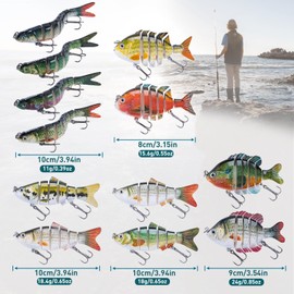 Goture Multi-Section Lure 8CM-10CM 11g 15.6g 18g 18.4g 24g Joint Lure Freshwater Saltwater Bass Fishing Lure Swimbait for Bass Trout Crappie Walleye Pike Bluegill Salmon Fishing Lover Gift Fishing Gear Gift Fishing Tackle Jig Head Sea Bass Lure Jig R STATE