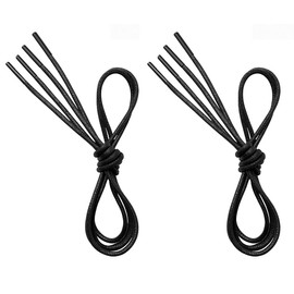 VSUDO Waxed Round 59" Black Dress Shoe Laces for Men, 1/8" Thin Formal Business Oxford Shoe Strings, Dress Shoelaces for Men (2 Pairs-Black-150CM)