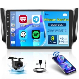 Roinvou 8 Cores 4+64G Android Car Radio for Nissan Sentra 2013-2017, 10.1" Touch Screen Carplay Android Auto with 32EQ Bluetooth WiFi GPS Navigation Mirror Link Backup Camera