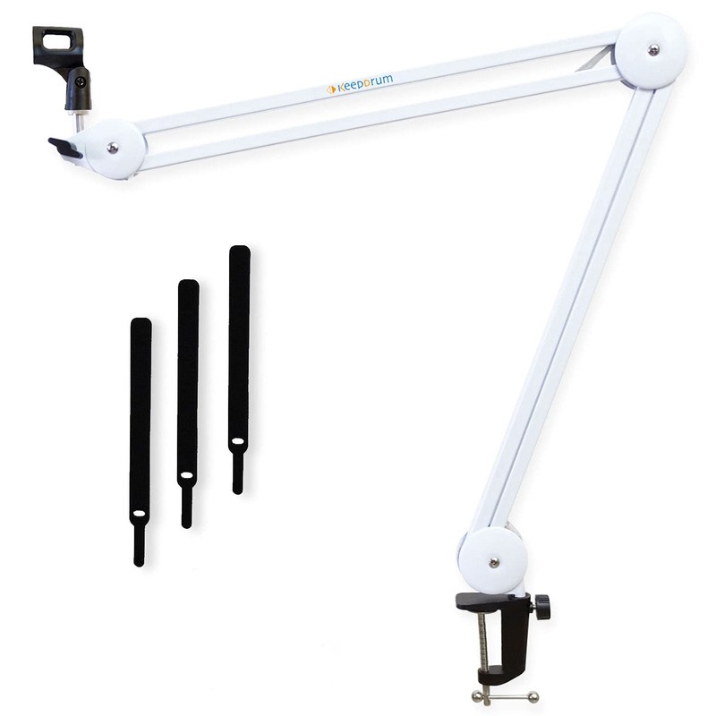 keepdrum MS138 Microphone Arm White + MS089 Microphone Spider for