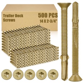 Yaocom 500 Pcs #14x2-3/4 Trailer Deck Screws Bulk Self Tapping Trailer Screws Wood to Metal with Star Head Self Drilling Reamer for Trailers Flatbeds Fastening Wood to Steel Metal Construction