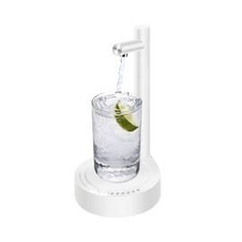 PLUZZ Desktop Water Dispenser for 5 Gallon Bottle, PLUZZ Portable Small Electric Water Pump for 5 Gallon Jug for Home, Office, Camping, Outdoor, Easy & Useful White Rechargeable Countertop Water Pump