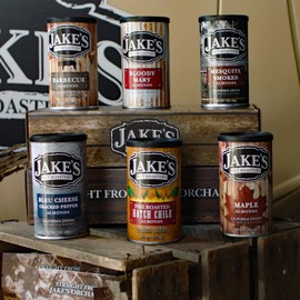Jake's Nut Roasters - Variety Pack of Almonds (6 Pack) Whole Dry Roasted Seasoned Flavored Almonds - Includes Bloody Mary, Mesquite Smoked, Bleu Cheese, Hatch Chile, Barbecue and Maple Flavors