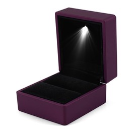 Led Ring Box, Square Lighted Ring Storage Box Jewelry Display Case Wedding Engagement Light Ring Box(purple)