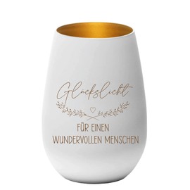 Lantern - Lucky Light for a Wonderful Person - Tea Light Holder, Gift Idea, Birthday, Christmas, Family, Partner, White Gold