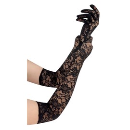 Brimekichio Black Lace Gloves for Women - Long Elegant Lace Gloves Floral Lace Gloves Black Long Lace Gloves Formal Lace Opera Gloves Elbow Length Black Gloves Costume - 18.9in