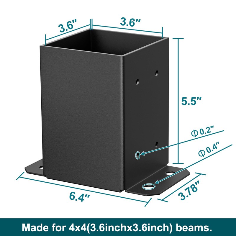 SPACEEUP 4x4 Post Base - 8 Pcs, Inner Size 3.6"x3.6",