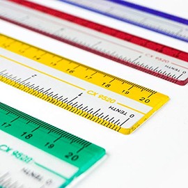 Reglas de 8 pulgadas / 20 cm | Regla de plástico transparente | Paquete de 12 reglas de calidad premium | Amarillo, verde, rojo y azul
