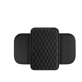 Car Centre Console Cover with Side Pocket,1Pc Car Center Console Cover with Side Bag,Leather Car Armrest Cover with Side Pocket,Car Center Console Cover Armrest Cushion,Black