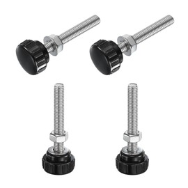 QUARKZMAN 4 Sets Knurled Knobs Knurled Screw Screws with Nuts Washers Metric M8 x 60 mm Thread 25 mm Plastic Head, 304 Stainless Steel Stud Hand Knobs Handles