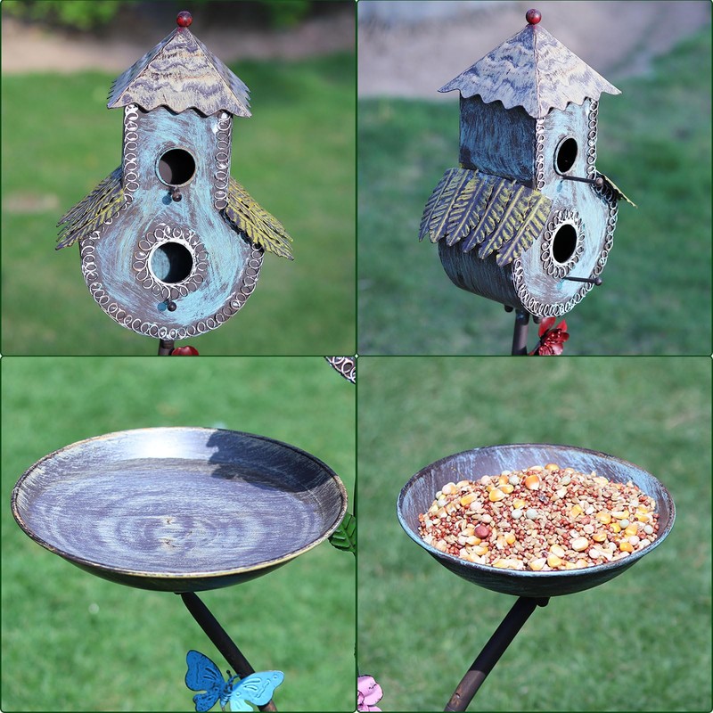 38" H Birdbaths for Outdoors,Metal Bird Feeder and Bird Houses