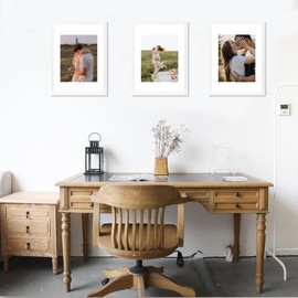 Hogaryo Set of 3 12x16 Picture Frame White 12x16 Frames can Display 8.5x11 Picture with Mat or 12x16 Without Mat on the Wall