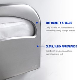 2 Packs Toilet Seat Cover Dispenser Wall Mount Commercial, Half Fold Toilet Seat Cover Dispenser, 304 Stainless Steel, 16-Inch