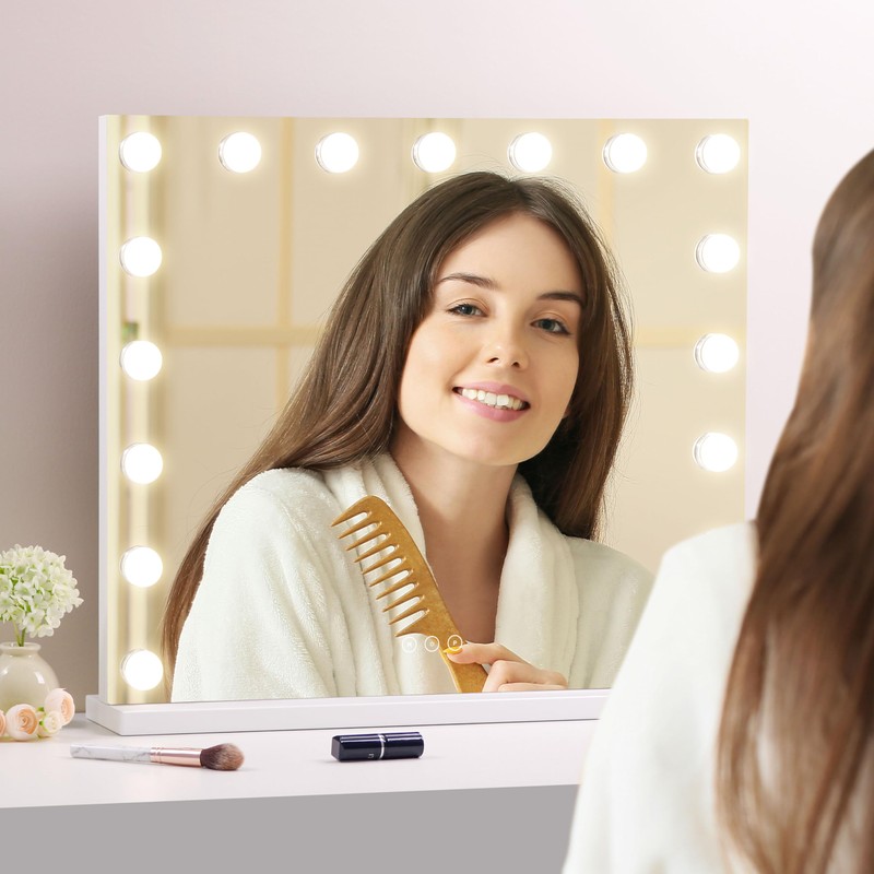 NUSVAN Vanity Mirror with Lights,Makeup Mirror with 17 Dimmable LED