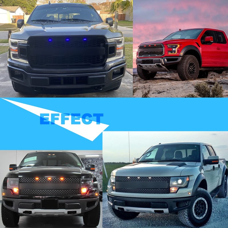 Boigoo Front Grill Lights Compatible for Ford Raptor F150 Original
