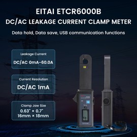 EITAI ETCR6000B DC/AC Leakage Current Clamp Meter, 1mA Resolution, 0mA-60A, Φ0.7inch/18mm, Manufacturer Direct Sales, Car Vehicle Leakage Current Meter, Non-Contact Clamp Meter