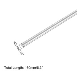 MECCANIXITY 304 Stainless Steel Round Rods, 3mm x 160mm Solid Shaft Rods for DIY Craft Model Car Helicopter Airplane, Pack of 5