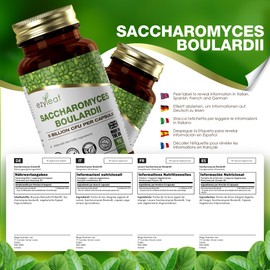 Ezyleaf Saccharomyces Boulardii [5 Billion CFU] | 90 Vegan Capsules | Probiotic Supplement | S Boulardii Probiotic with Clean Fillers | ISO Certified, Non-GMO, Gluten & Allergen Free