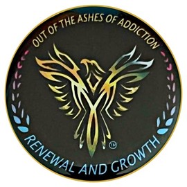 Metal Phoenix Bird Medallion "out of the ashes of addiction renewal and growth" Recovery Coin, Rehab Coin, Affermation Recovery Coin, 12 Steps Medallion, Serenity Prayer on The Back of The Coin