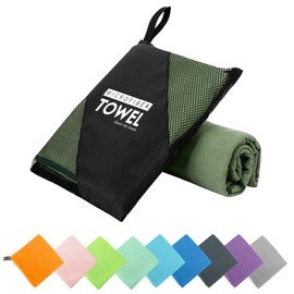 ZIUDBOC Microfiber Travel Towel, Soft Lightweight Quick Dry Towel, Super Absorbent Compact Travel & Sports & Beach Towels for Camping, Backpack, Gym, Swimming, Yoga, Hiking (XS:12"×24" -ArmyGreen)