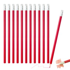 BAMBOLA Red Pencil, Hexagonal Shaft (Prevents Rolling), Easy to Hold, Erasable Red Pencil, Easy to Write, 12 Pieces, For Elementary School Students Round
