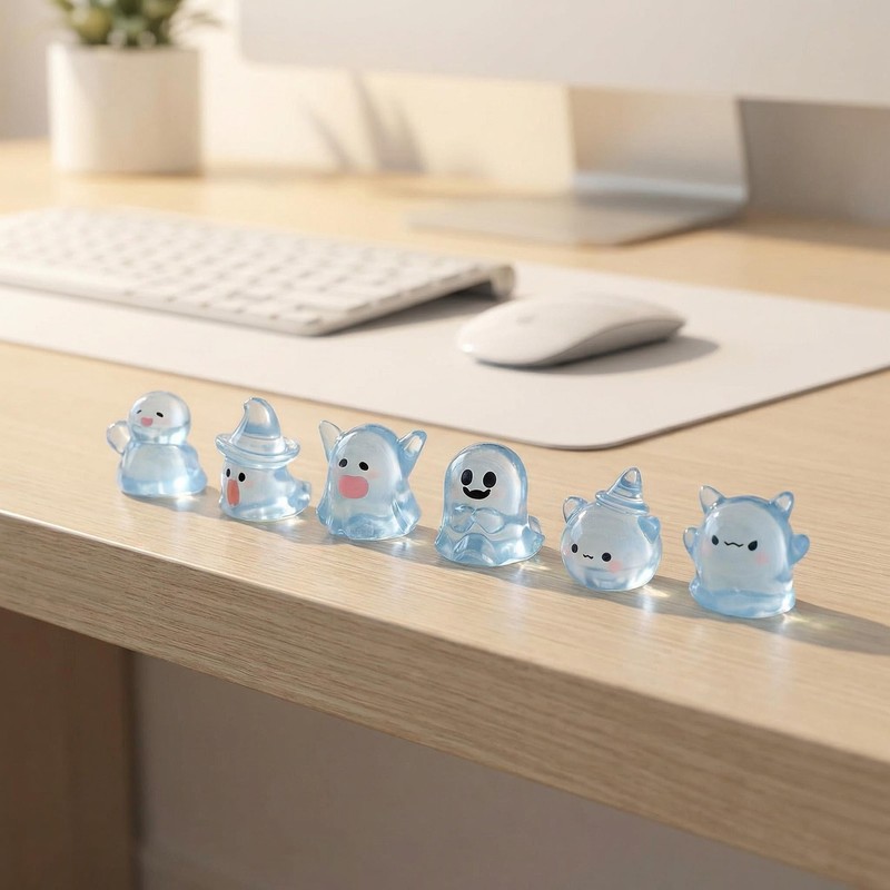 Chesomn 6 Pcs Mini Luminous Ghost Car Decor Set, Car