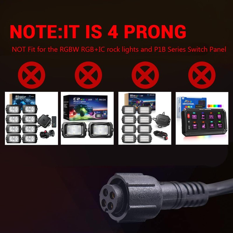 MICTUNING 2PCS 10FT 4 Pin Extension Cables - Exclusive for