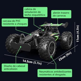 JCMO Coche Todoterreno de Control Remoto,Carros De Control Remoto Juguetes Alta Velocidad 1:18 15km/h,2.4Ghz Carro Acrobático RC Recargable con 2 Pilas Recargable Ideal Regalos para Niños
