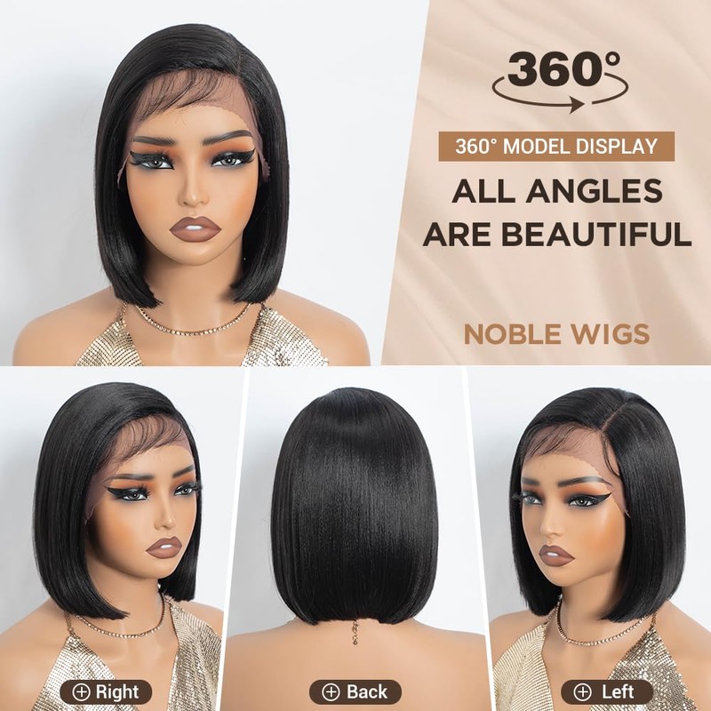 NOBLE Lace Front Bob Wigs Side Part Straight Bob Wig