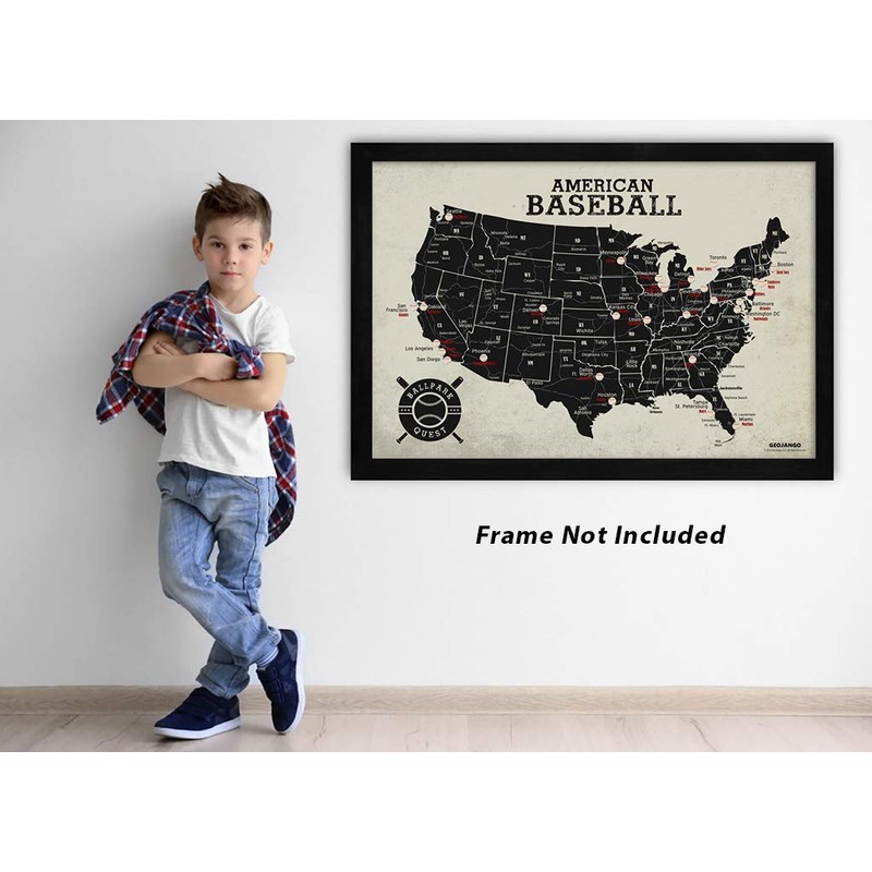 GEOJANGO Baseball Stadium Map Poster - Vintage Edition (24Wx18H inches)