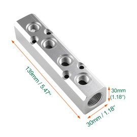 LDEXIN 4 Way Pneumatic Manifold Air Distribution Block, Compressed Air Manifold Pneumatic Block, Air Coupler Fast Connector for Pneumatic Air Compressor, Silver