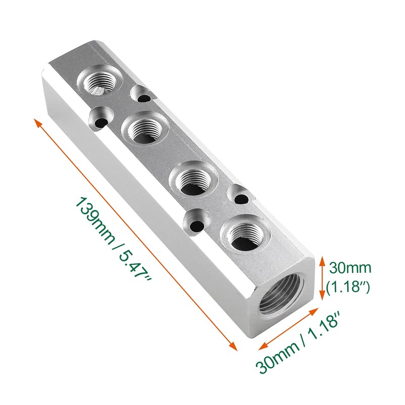 LDEXIN 4 Way Pneumatic Manifold Air Distribution Block, Compressed Air