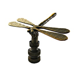 Lamp Finial-Dragonfly-Aged Brass Finish, Highly Detailed Metal Casting
