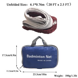 SIVENKE Badminton Net Upgraded Badminton Net with Wire Rope Foldable Nylon Net 610 x 76 cm Ideal Portable Sports Net for Children, Indoor, School, Beach, Pool