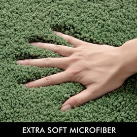 MIULEE Set of 2 Non Slip Shaggy Bathroom Rugs Extra Thick Soft Bath Mats Plush Microfiber Absorbent Water for Tub Shower Machine Washable (Moss Green, 20x30 inches)