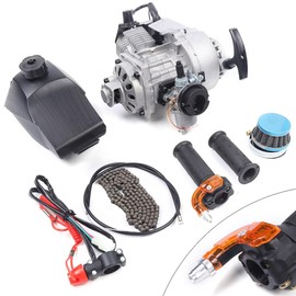 49CC 2-Stroke Mini Motorcycle Engine, Pull Start Engine Motor Kit For Mini Pocket Dirt Bike Pocket Scooter ATV, Single Cylinder Recoil Air Forced Cooling Engine Motor Kit