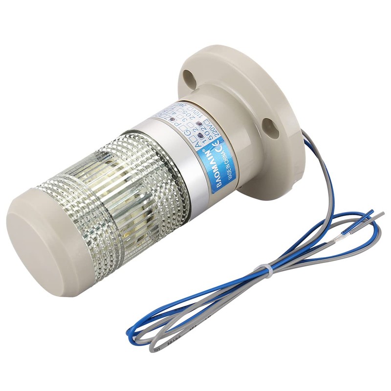 BAOMIAN 110V AC Industrial Signal Tower Light, White LED Continuous