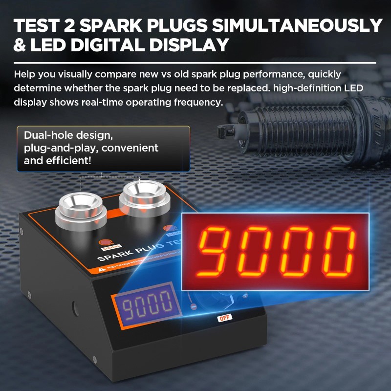 CMTOOL Spark Plug Tester Ignition Double Hole Detector 500-6000RPM Adjustable
